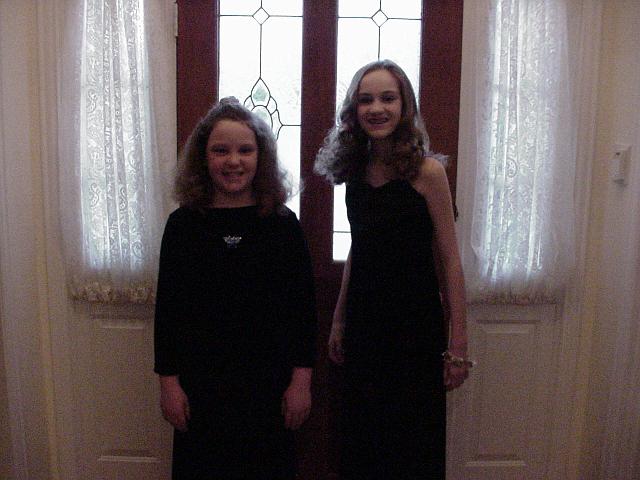Stephanie and Gretchen ready for sweetheart dance.jpg